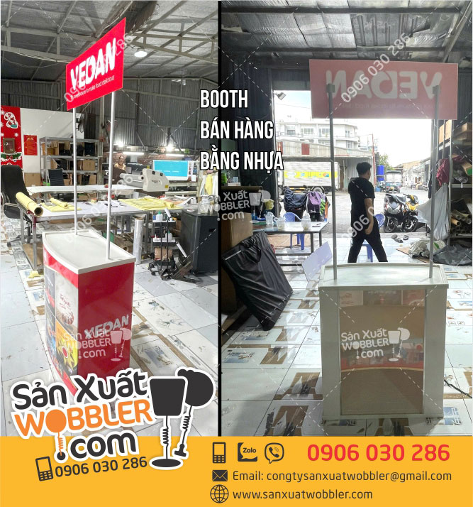 Mẫu Booth nhựa bán hàng Vedan - In ấn Quảng Cáo Quang Hưng - Công Ty TNHH Một Thành Viên In ấn Quang Hưng