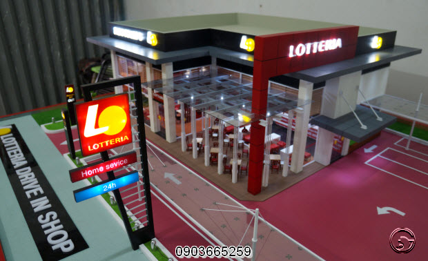 Mô hình nội thất cửa hàng Lotteria - Công Ty TNHH  MTV Mô Hình ánh Trăng Vàng