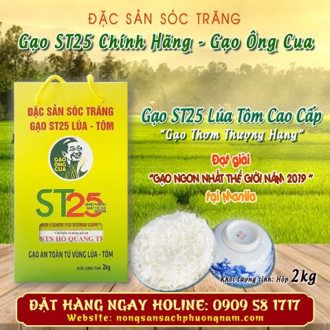 Gạo ST25 (ông Cua) lúa tôm cao cấp - 2kg - Gạo Phương Nam - Công Ty Cổ Phần Lương Thực Phương Nam