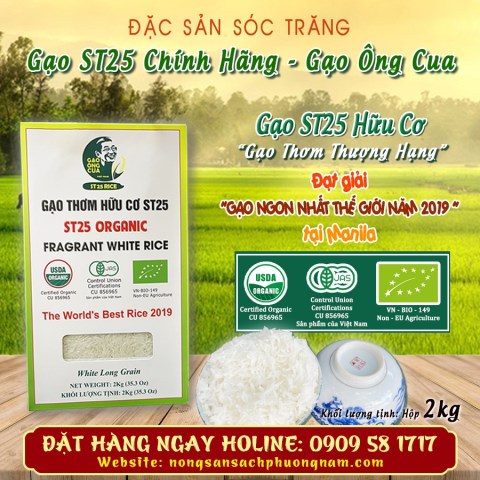 Gạo ST25( ông cua) hữu cơ Organic - Gạo Phương Nam - Công Ty Cổ Phần Lương Thực Phương Nam