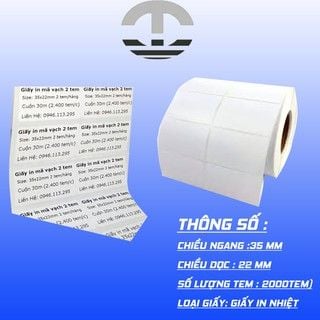 Decal nhiệt in mã vạch cỡ 35x22mm x 25m - Thiết Bị Mã Vạch HT Việt Nam - Công Ty TNHH Tích Hợp Hệ Thống HT Việt Nam