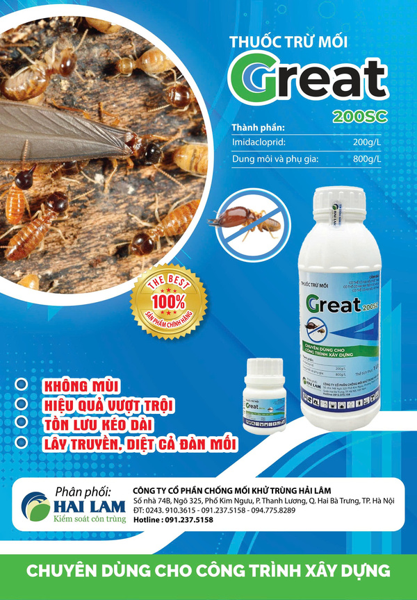 Thuốc trừ mối Great 200SC - Trừ Mối Khử Trùng Hải Lâm - Công Ty Cổ Phần Chống Mối Khử Trùng Hải Lâm
