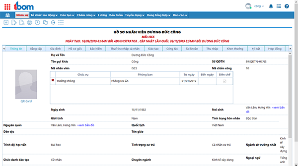 Phần mềm hồ sơ lý lịch nhân sự