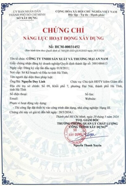 Chứng chỉ năng lực hoạt động xây dựng