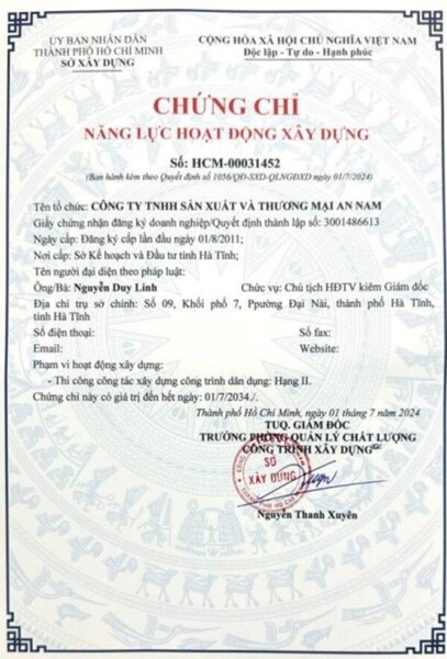 Chứng chỉ năng lực hoạt động xây dựng