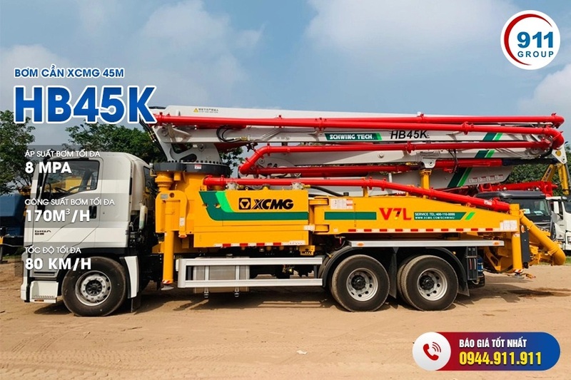 Bơm cần XCMG 45M - HB45K - Máy Móc Thiết Bị Xây Dựng - Công Ty Cổ Phần Tập Đoàn 911