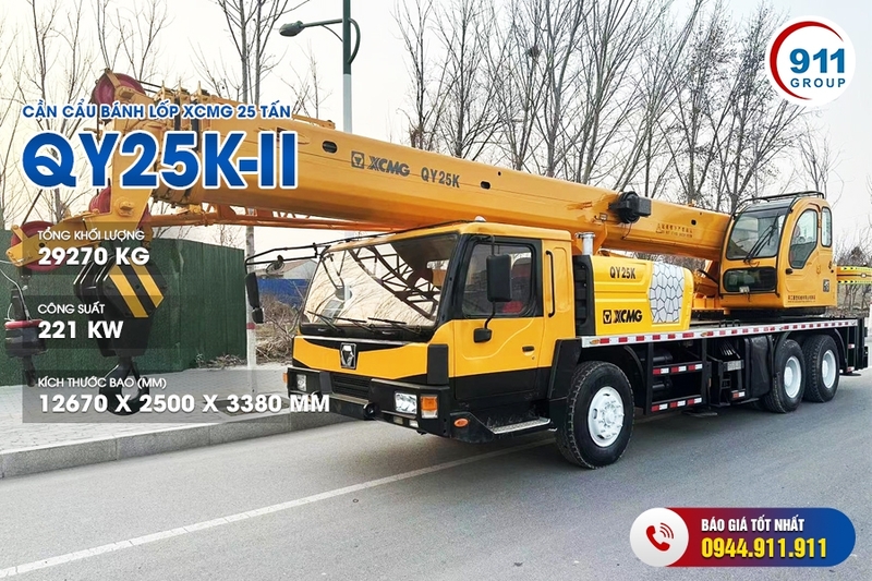 Cần cẩu bánh lốp XCMG 25 tấn - XCMG QY25K-II - Máy Móc Thiết Bị Xây Dựng - Công Ty Cổ Phần Tập Đoàn 911