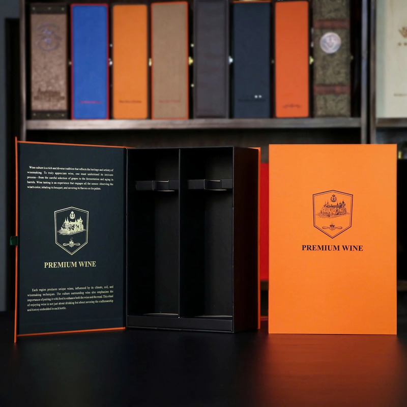 Hộp đựng rượu giấy đôi màu cam Premium Wine - Quà Tặng EPVINA - Công Ty Cổ Phần EPVINA