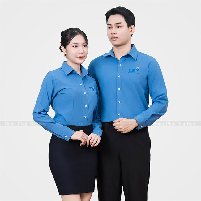 Đồng phục công sở áo sơ mi màu xanh dương cao cấp - May Đồng Phục Nhật Thịnh - Công Ty TNHH Sản Xuất - Thương Mại Nhật Thịnh