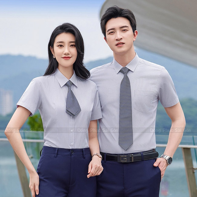 Đồng phục công sở sơ mi nam nữ tay ngắn - May Đồng Phục Nhật Thịnh - Công Ty TNHH Sản Xuất - Thương Mại Nhật Thịnh