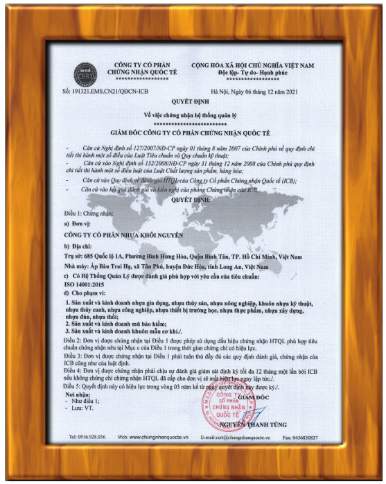 Chứng nhận ISO 14001:2015