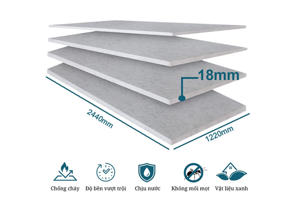 Tấm Cemboard dày 18mm - Hạt Nhựa, Tấm Xi Măng Cemboard - Công Ty TNHH Thương Mại I.C.B
