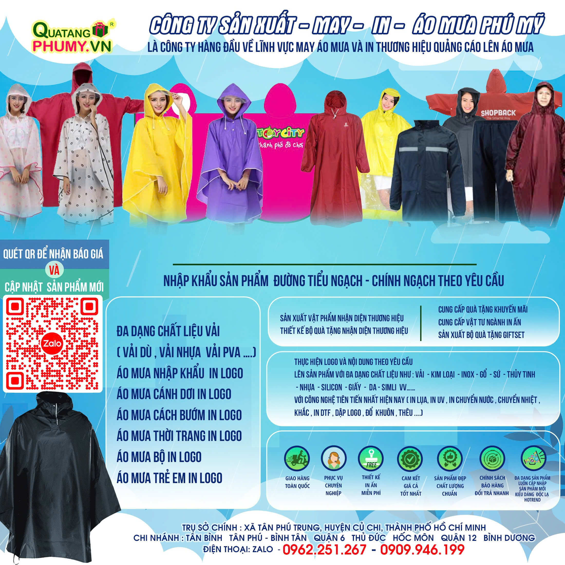 Áo mưa - Quà Tặng Doanh Nghiệp Phú Mỹ - Công Ty TNHH Sản Xuất Thương Mại Quà Tặng Phú Mỹ