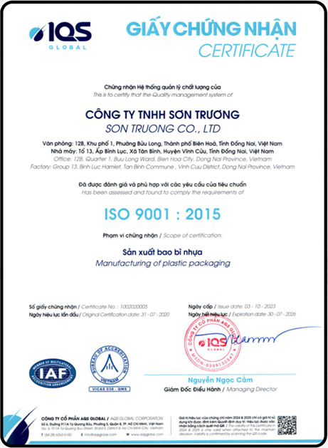 Chứng nhận ISO 9001:2015