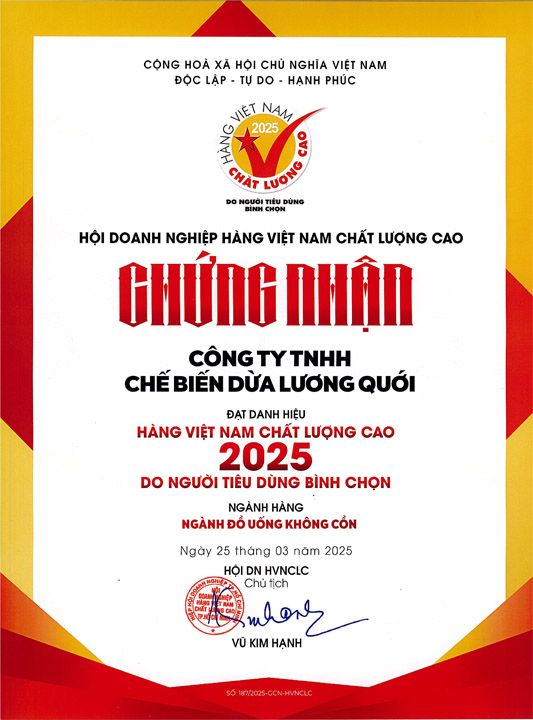 Chứng nhận Hàng Việt Nam Chất Lượng Cao 2025