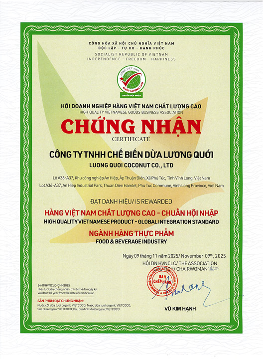Chứng nhận Hàng Việt Nam Chất Lượng Cao (Chuẩn Hội Nhập)