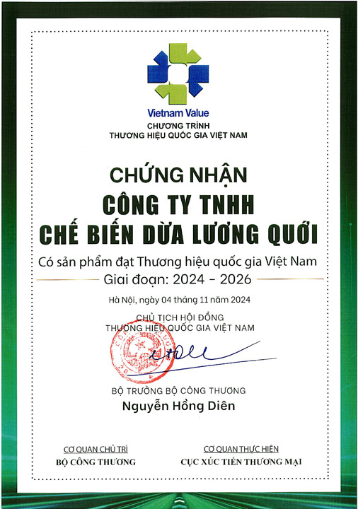 Chứng nhận Thương Hiệu Quốc Gia Việt Nam