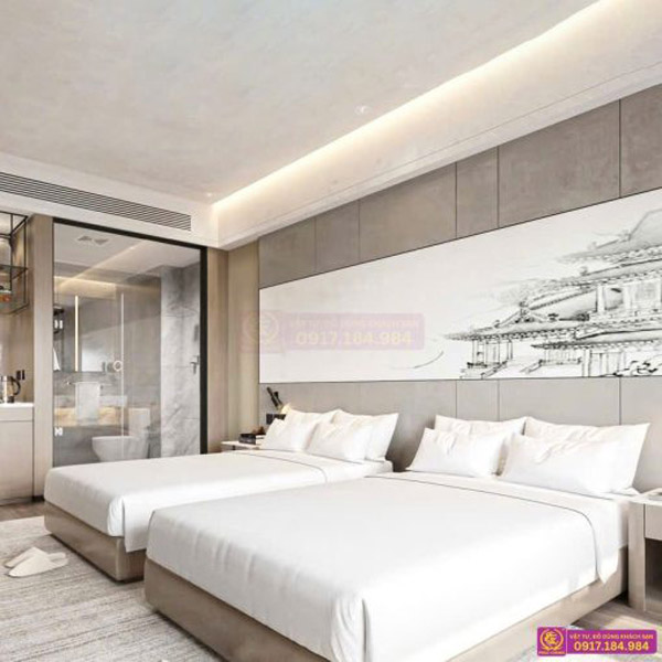 Bộ chăn ga gối khách sạn màu trắng đẳng cấp sang trọng