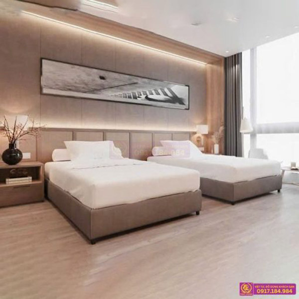 Bộ chăn ga gối khách sạn màu trắng hiện đại