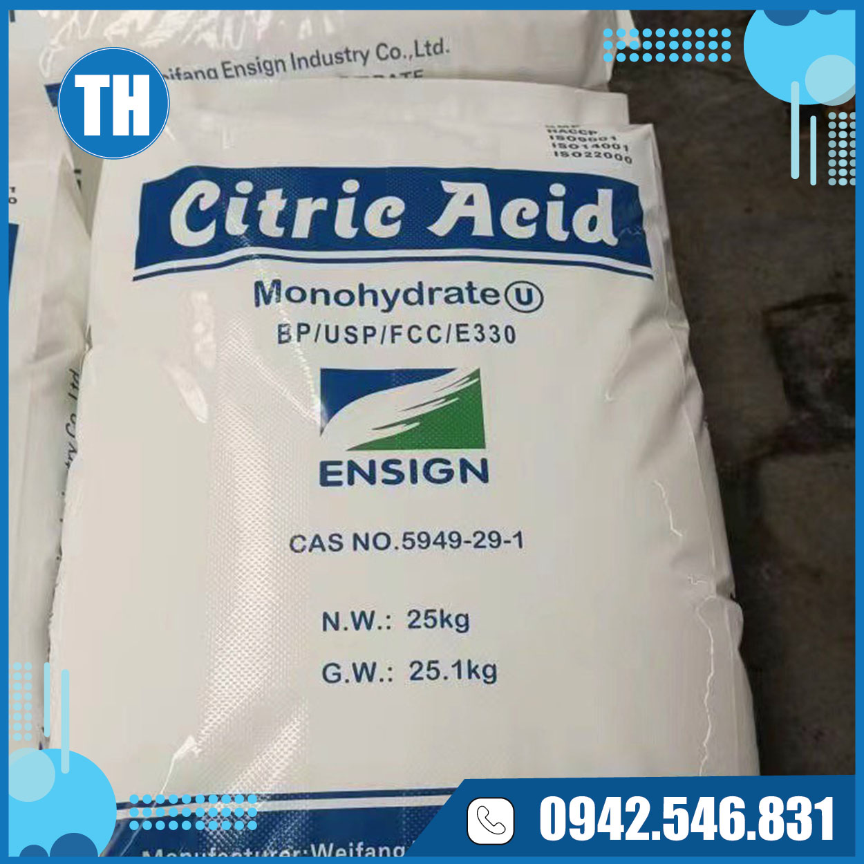 Citric Acid Monohydrate - Hóa Chất Tuấn Hà - Công Ty TNHH Thương Mại Hóa Chất Tuấn Hà