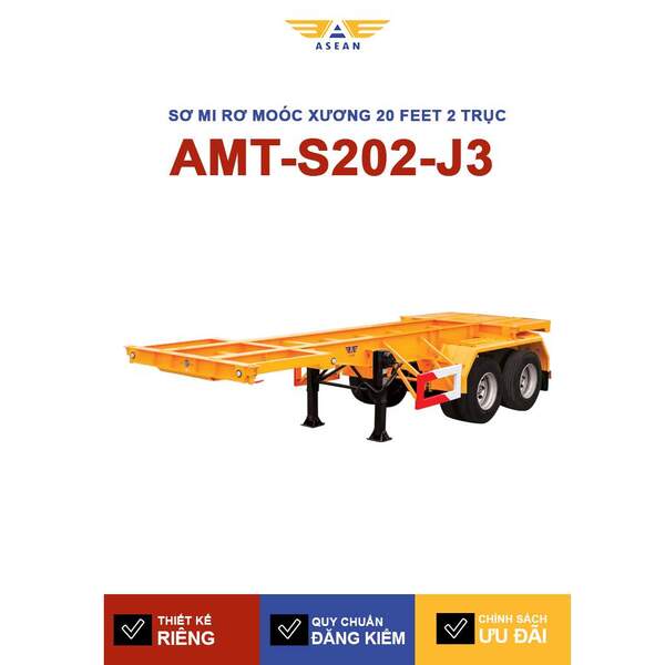 Sơ mi rơ moóc xương 20 feet 2 trục – AMT-S202-J3 - Sơ Mi Rơ Moóc ASEAN- Công Ty Cổ Phần Kỹ Thuật Cơ Khí ASEAN