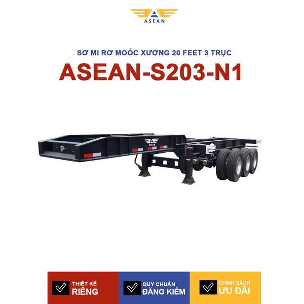 Sơ mi rơ moóc xương 20 feet 3 trục – ASEAN-S203-N1 - Sơ Mi Rơ Moóc ASEAN- Công Ty Cổ Phần Kỹ Thuật Cơ Khí ASEAN