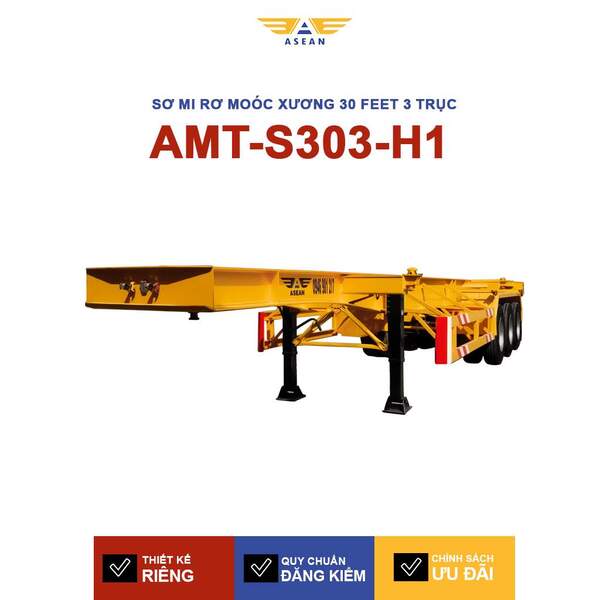 Sơ mi rơ moóc xương 30 feet 3 trục – AMT-S303-H1 - Sơ Mi Rơ Moóc ASEAN- Công Ty Cổ Phần Kỹ Thuật Cơ Khí ASEAN