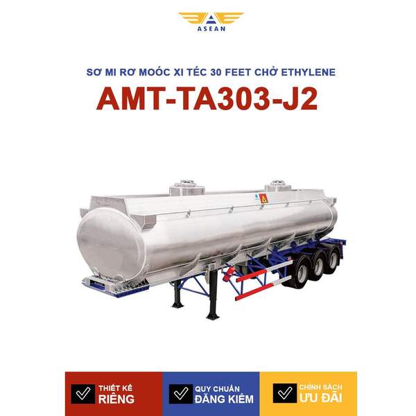 Sơ mi rơ moóc xi téc 30 feet chở Ethylene Glycol-AMT-TA303-J2 - Sơ Mi Rơ Moóc ASEAN- Công Ty Cổ Phần Kỹ Thuật Cơ Khí ASEAN