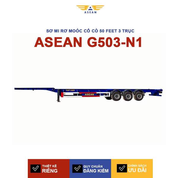 Sơ mi rơ moóc cổ cò 50 feet 3 trục-ASEAN-G503-N1 - Sơ Mi Rơ Moóc ASEAN- Công Ty Cổ Phần Kỹ Thuật Cơ Khí ASEAN