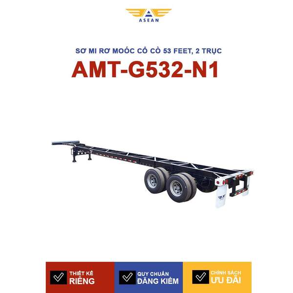 Sơ mi rơ moóc cổ cò 53 feet, 2 trục – AMT-G532-N1 - Sơ Mi Rơ Moóc ASEAN- Công Ty Cổ Phần Kỹ Thuật Cơ Khí ASEAN