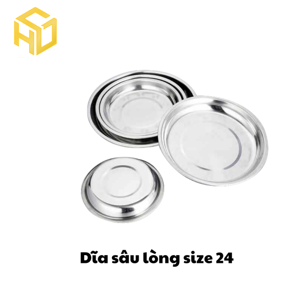 Đĩa inox sâu lòng size 24cm - Cồn Hương Giang - Công Ty TNHH Công Nghệ Hương Giang