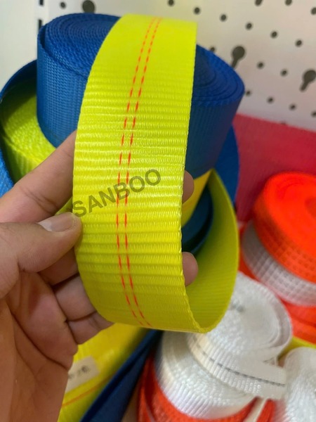 Dây đai polyester 5cm màu vàng 3 tấn - Dây Cẩu Hàng, Dây Chằng Hàng Sanboo - Công Ty TNHH Sanboo Việt Nam