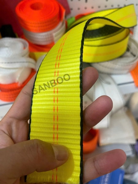 Dây đai polyester 5cm màu vàng 5 tấn - Dây Cẩu Hàng, Dây Chằng Hàng Sanboo - Công Ty TNHH Sanboo Việt Nam