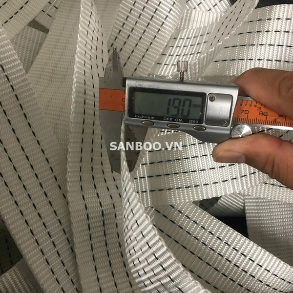 Dây đai vải polyester cường lực 5cm 3 tấn màu trắng - Dây Cẩu Hàng, Dây Chằng Hàng Sanboo - Công Ty TNHH Sanboo Việt Nam