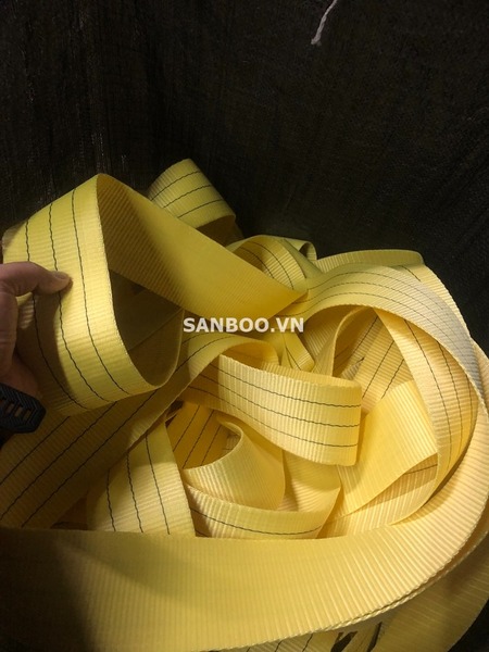 Dây đai vải polyester cường lực 7.5cm màu vàng - Dây Cẩu Hàng, Dây Chằng Hàng Sanboo - Công Ty TNHH Sanboo Việt Nam