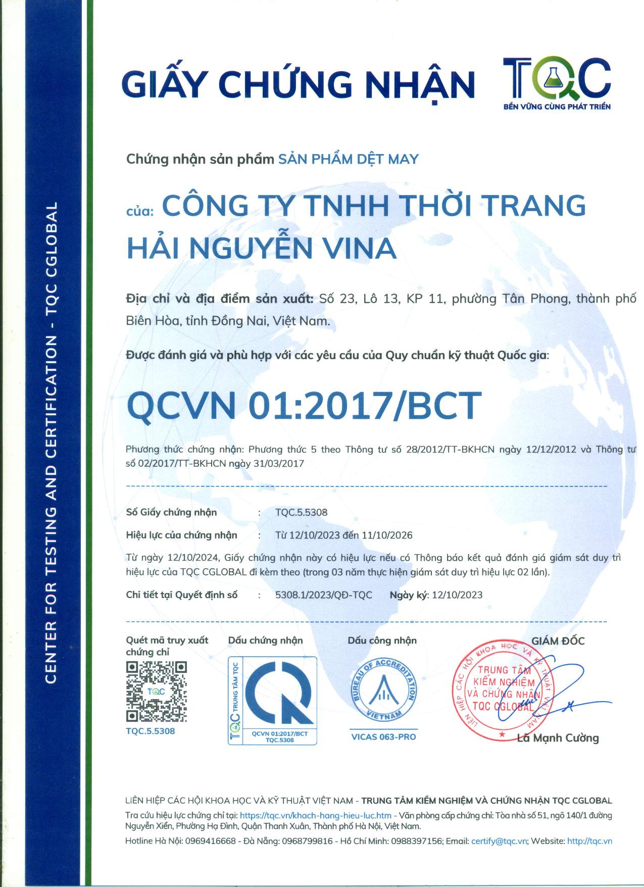 Chứng nhận QCVN