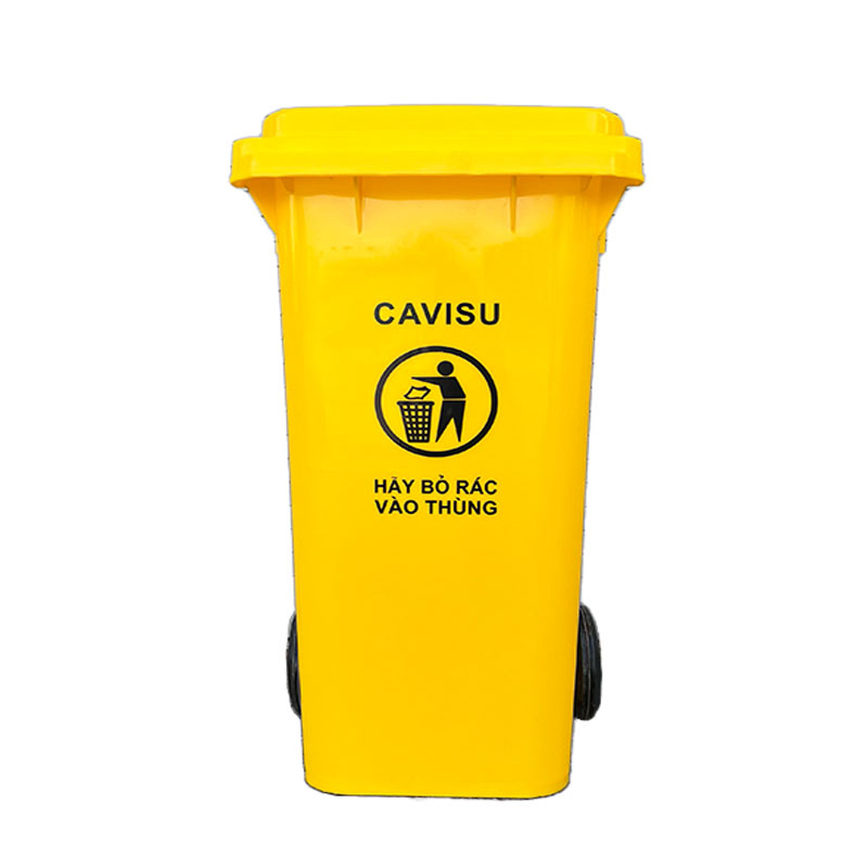 Thùng rác nhập khẩu 100L Cavisu màu vàng