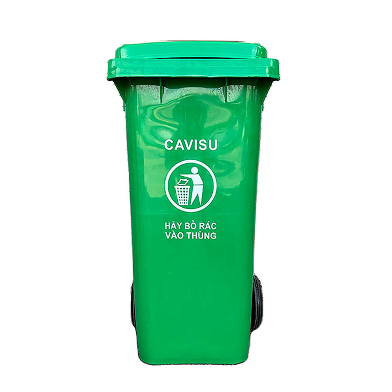 Thùng rác nhập khẩu 100L Cavisu màu xanh lá
