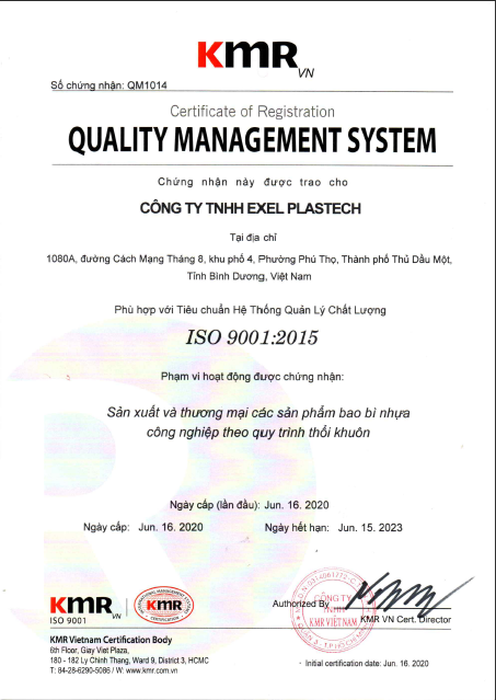 Exel Plastech Certificate - Thùng Phuy Exel Plastech - Công Ty TNHH Exel Plastech (Trực thuộc Tập Đoàn Time Technoplast.Ltd)