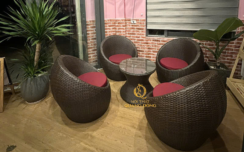 Bàn ghế mây nhựa - Bàn Ghế Nhựa Giả Mây Quang Đông - Công Ty TNHH Nội Thất Quang Đông