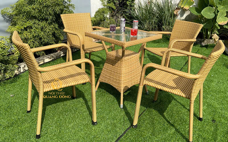 Bàn ghế mây nhựa - Bàn Ghế Nhựa Giả Mây Quang Đông - Công Ty TNHH Nội Thất Quang Đông