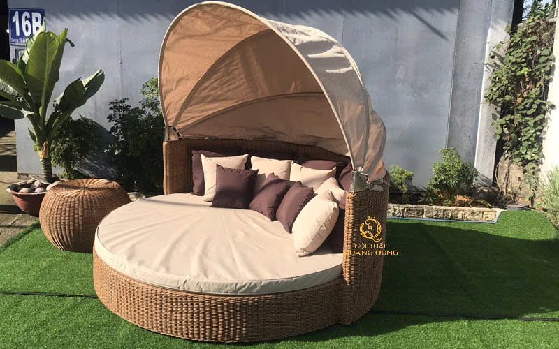 Giường tắm nắng - Bàn Ghế Nhựa Giả Mây Quang Đông - Công Ty TNHH Nội Thất Quang Đông