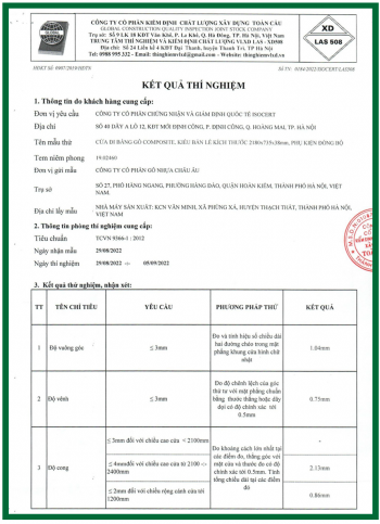 Chứng nhận - Công Ty Cổ Phần Gỗ Nhựa Châu Âu