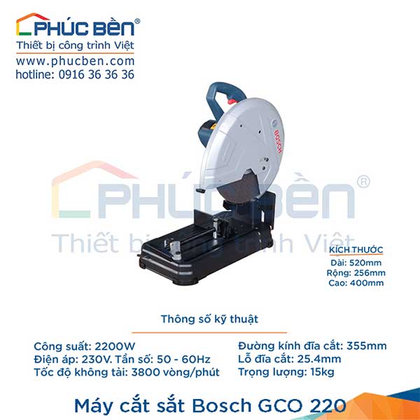 Máy cắt sắt Bosch GCO 220 - Thiết Bị Xây Dựng Phúc Bền - Công Ty TNHH Một Thành Viên Sản Xuất Thương Mại Phúc Bền