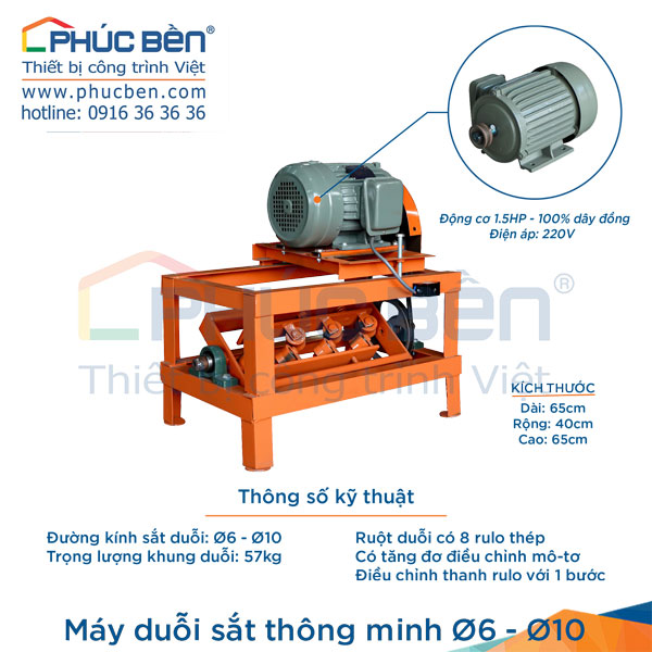 Máy duỗi sắt thông minh - Thiết Bị Xây Dựng Phúc Bền - Công Ty TNHH Một Thành Viên Sản Xuất Thương Mại Phúc Bền