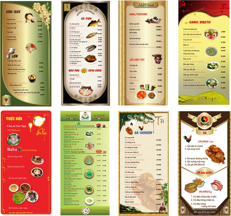 In menu nhà hàng - Công Ty TNHH Thương Mại Dịch Vụ Thiết Kế In Hiệp Phát