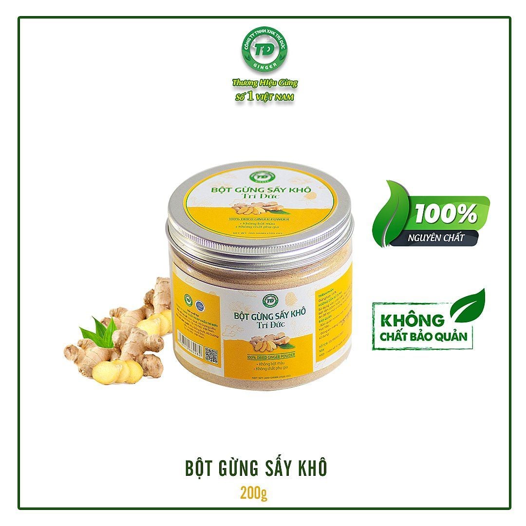 Bột gừng khô hũ 200g - Gừng Trí Đức - Công Ty TNHH Xuất Nhập Khẩu Trí Đức