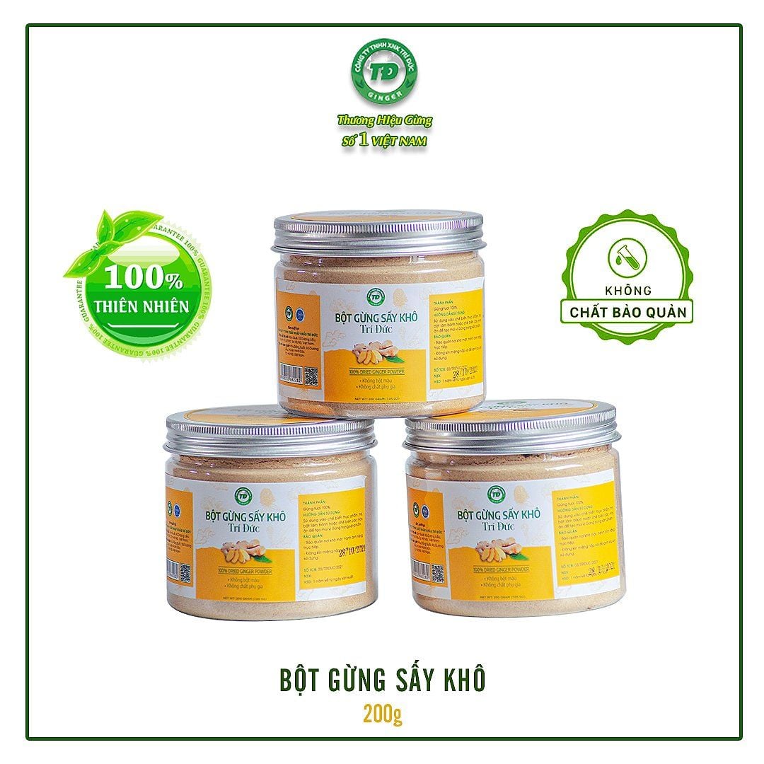 Bột gừng khô hũ 200g - Gừng Trí Đức - Công Ty TNHH Xuất Nhập Khẩu Trí Đức