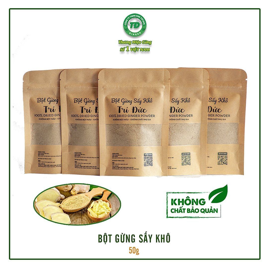 Bột gừng sấy khô túi rip 50g - Gừng Trí Đức - Công Ty TNHH Xuất Nhập Khẩu Trí Đức