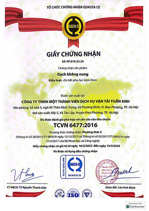 TCVN 6477:2016 - Vật Liệu Xây Dựng Tuấn Anh - Công Ty TNHH Một Thành Viên Dịch Vụ Vận Tải Tuấn Anh
